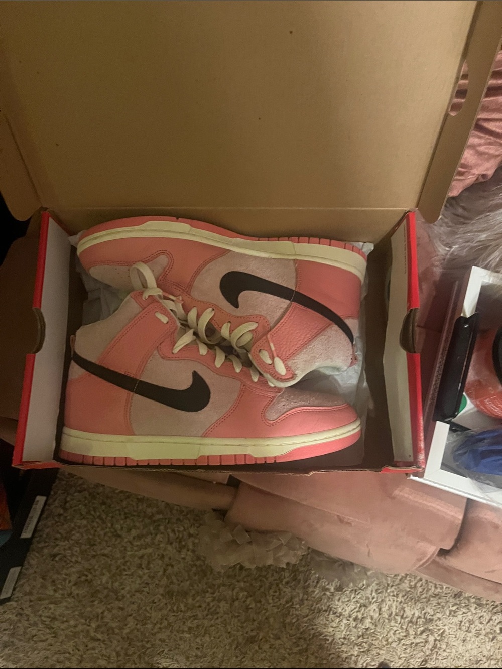 Nike Kids Pink and Black High-Top Sneakers